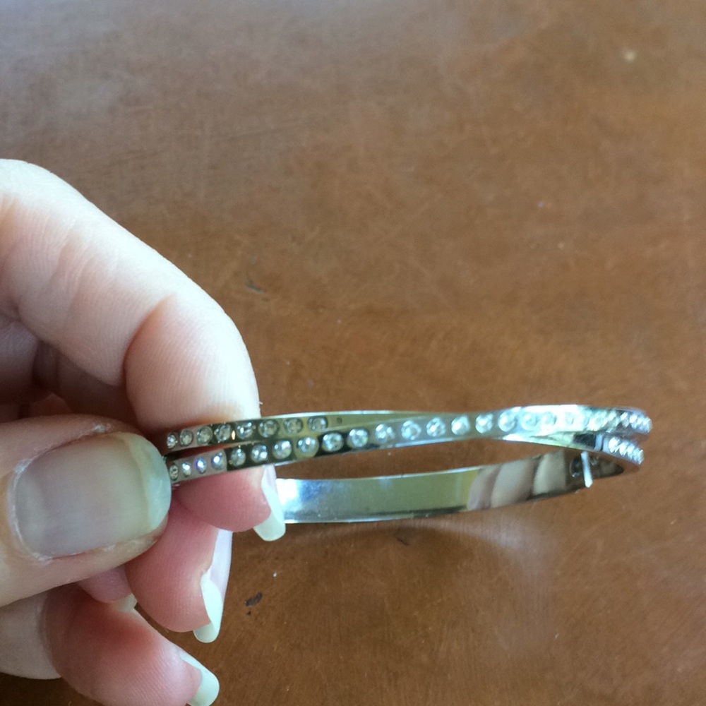 Silver bracelet with rhinestones